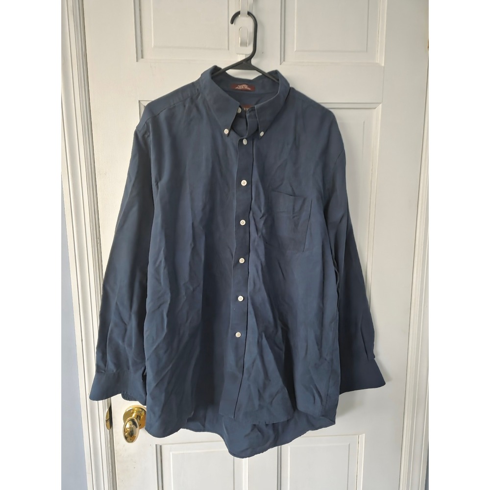 Covington Button Down Shirt Mens XL Navy Blue Wrinkle Resistant Office Classic